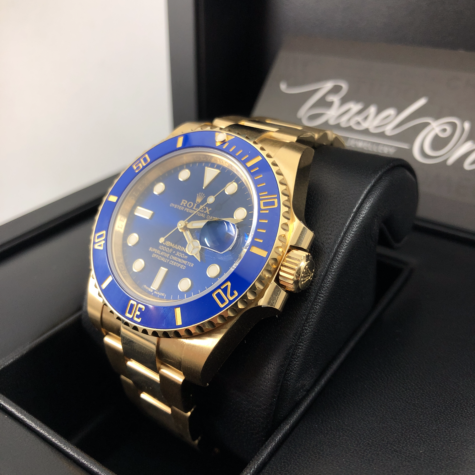 DISCONTINUED BRAND NEW ROLEX 116618LB 116618 OYSTER PERPETUAL SUBMARINER DATE YELLOW GOLD BLUE 40mm