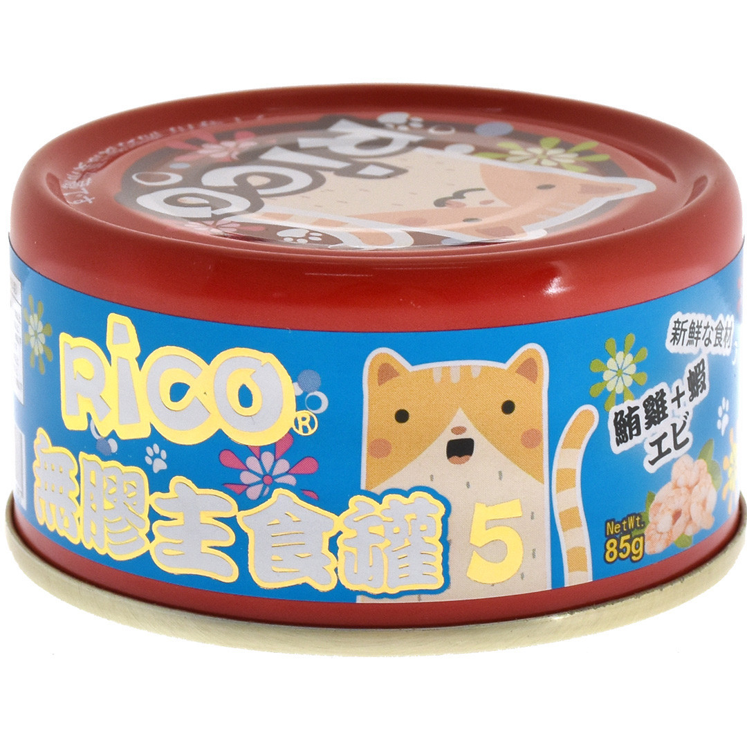★$192/24罐★RICO 無膠貓用主食罐  5 號 - 鮪雞+蝦 85G