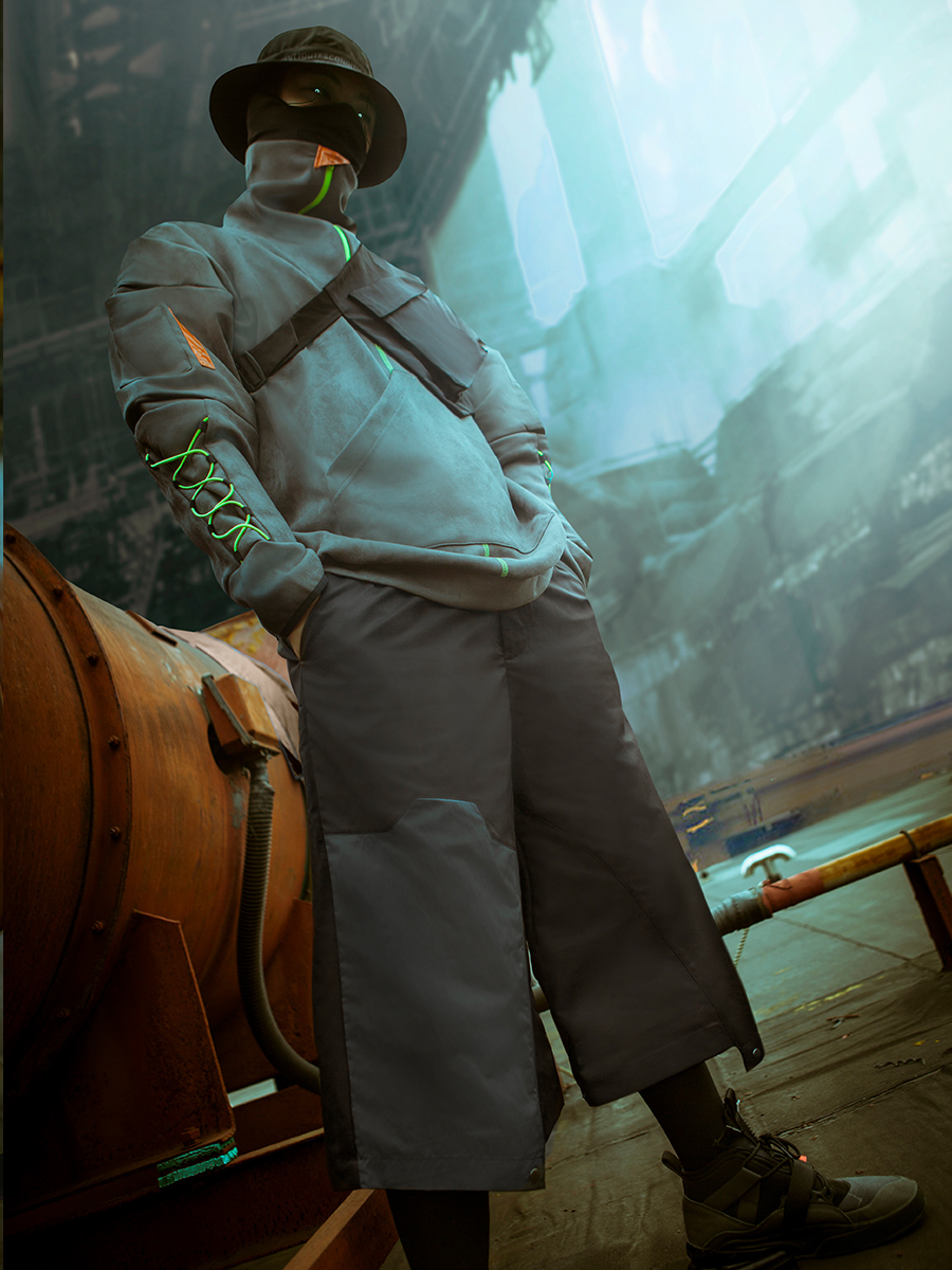 賽博朋克機能日系寬鬆武士褲