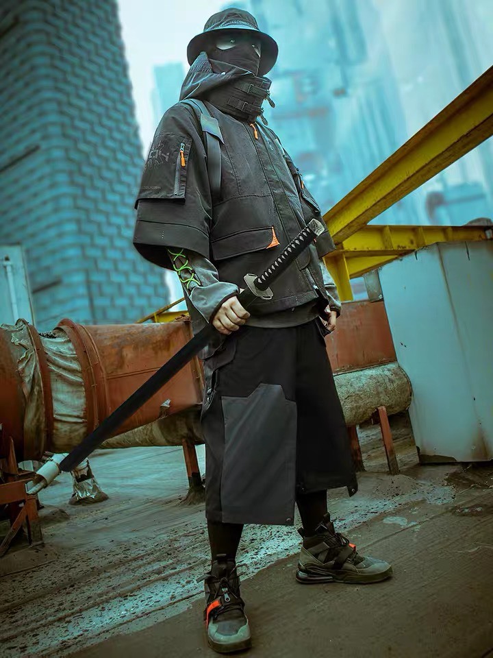 賽博朋克機能日系寬鬆武士褲