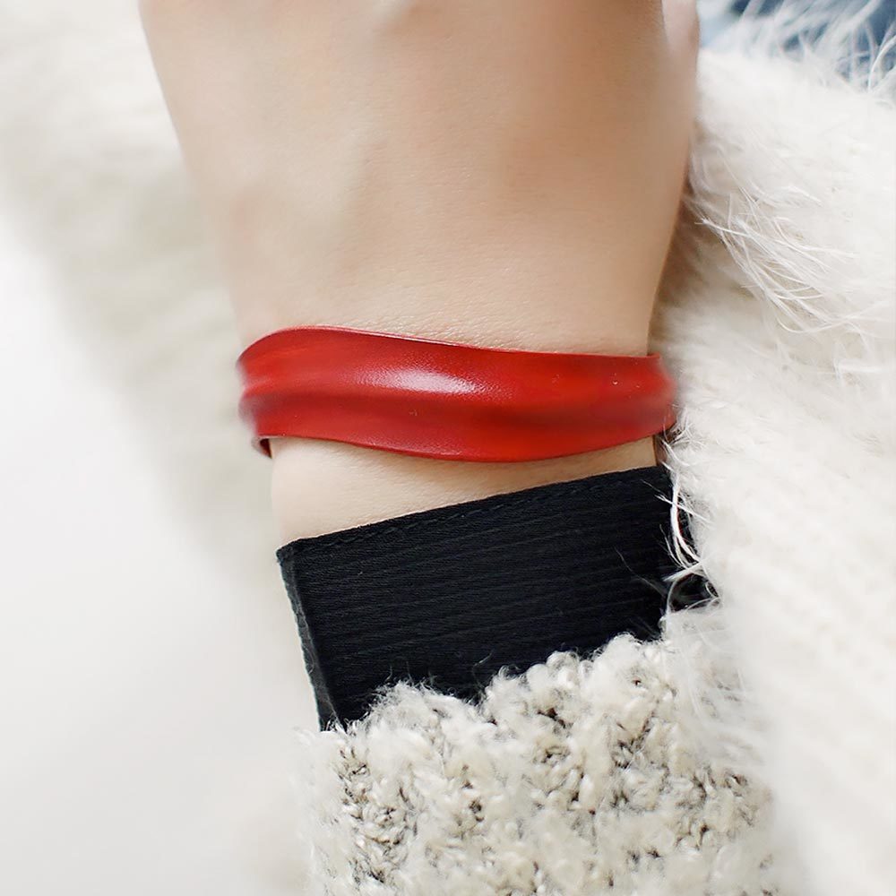 波浪手染牛皮手環(暗紅色)/PB003R