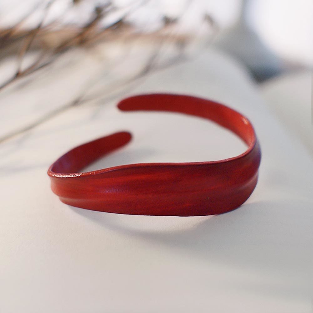 波浪手染牛皮手環(暗紅色)/PB003R
