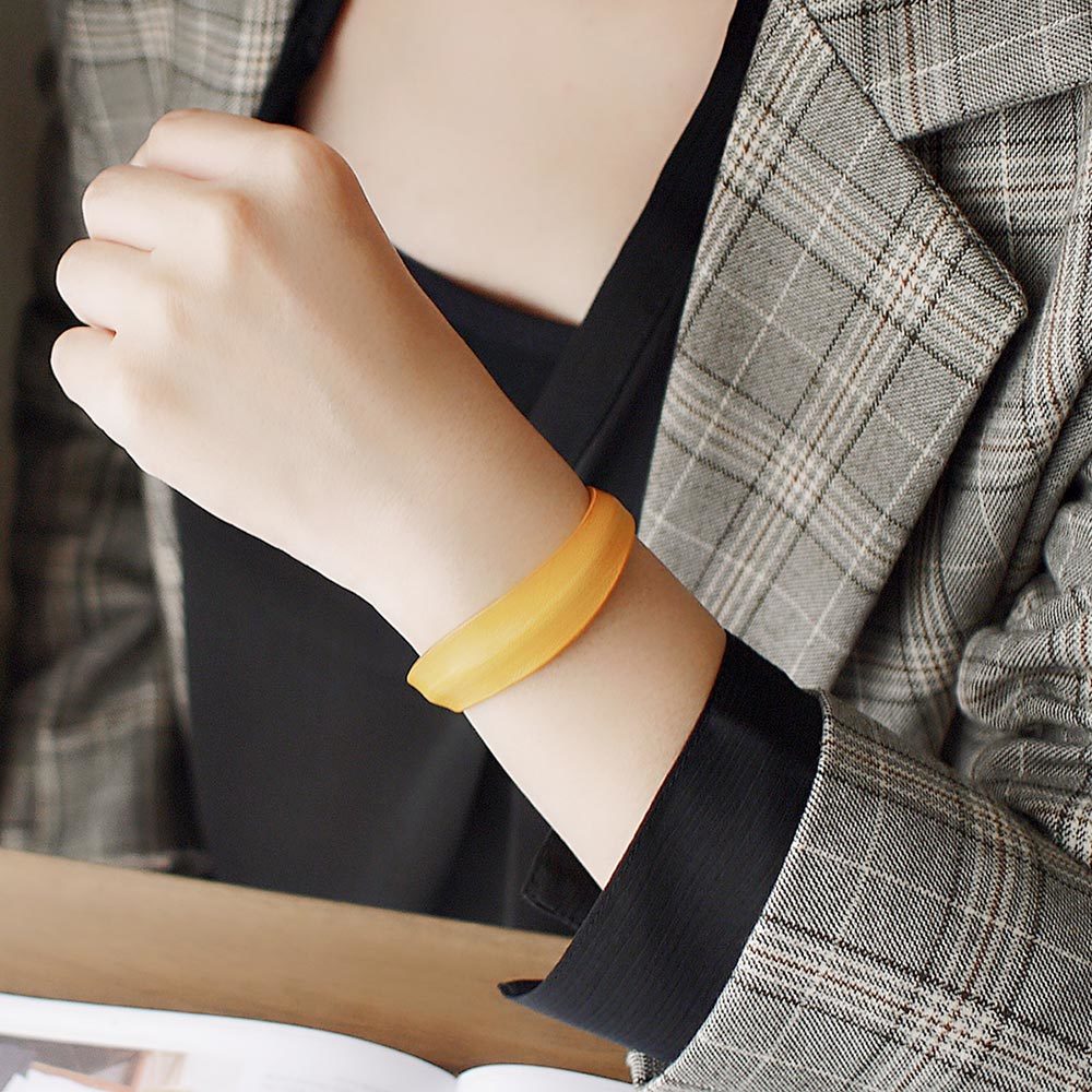 波浪手染牛皮手環(黃色)/PB003Y