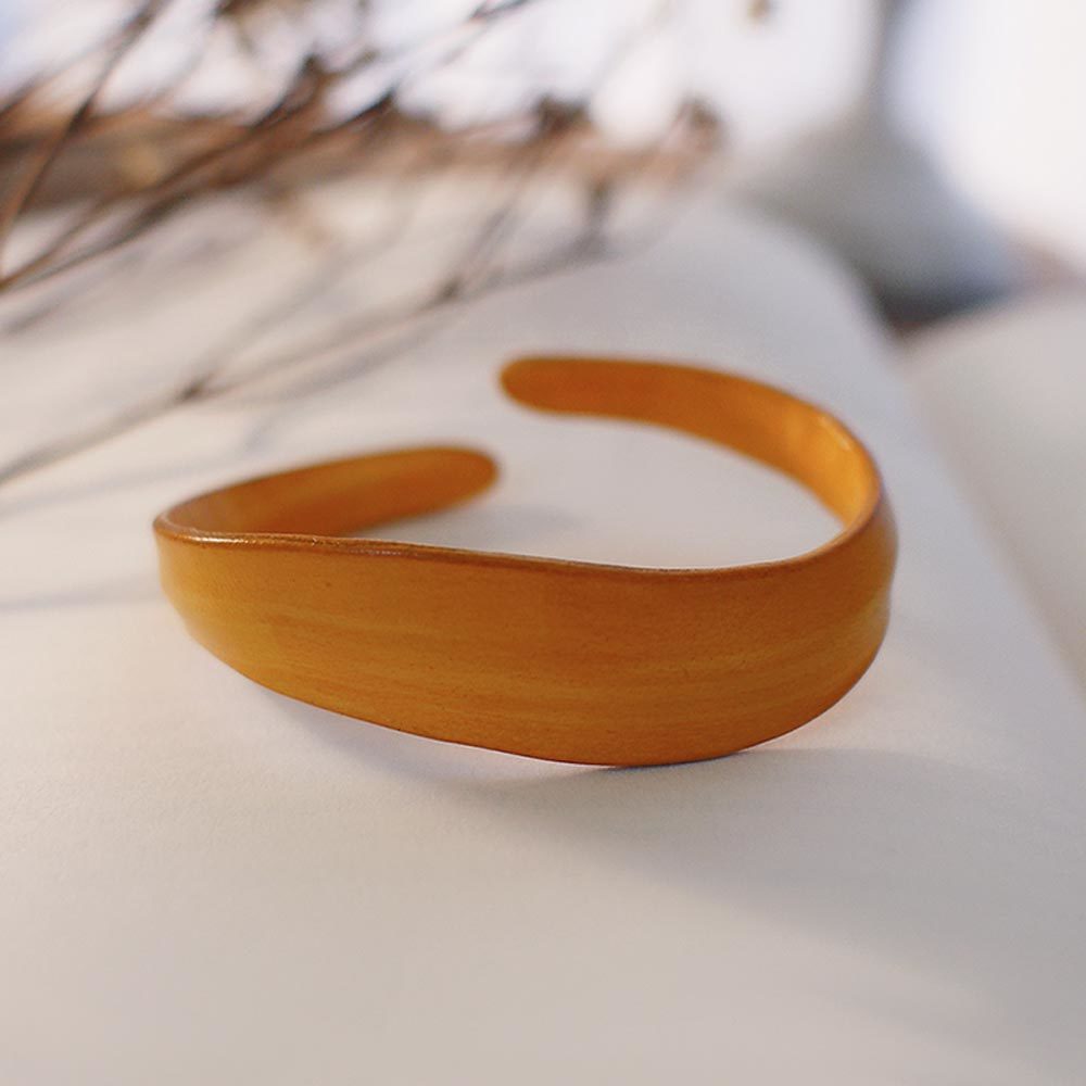 波浪手染牛皮手環(黃色)/PB003Y