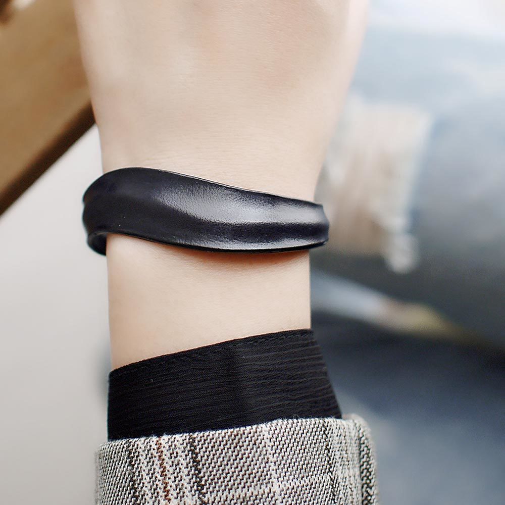 波浪手染牛皮手環(黑色)/PB003BK