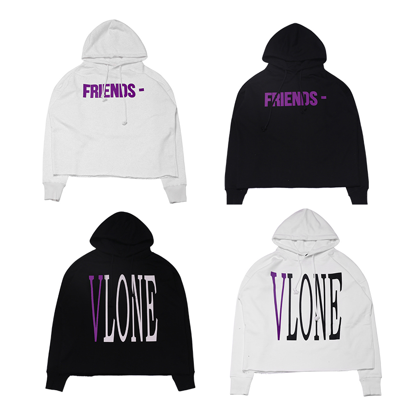 VLONE 限定款 黑紫Logo下擺破壞帽T