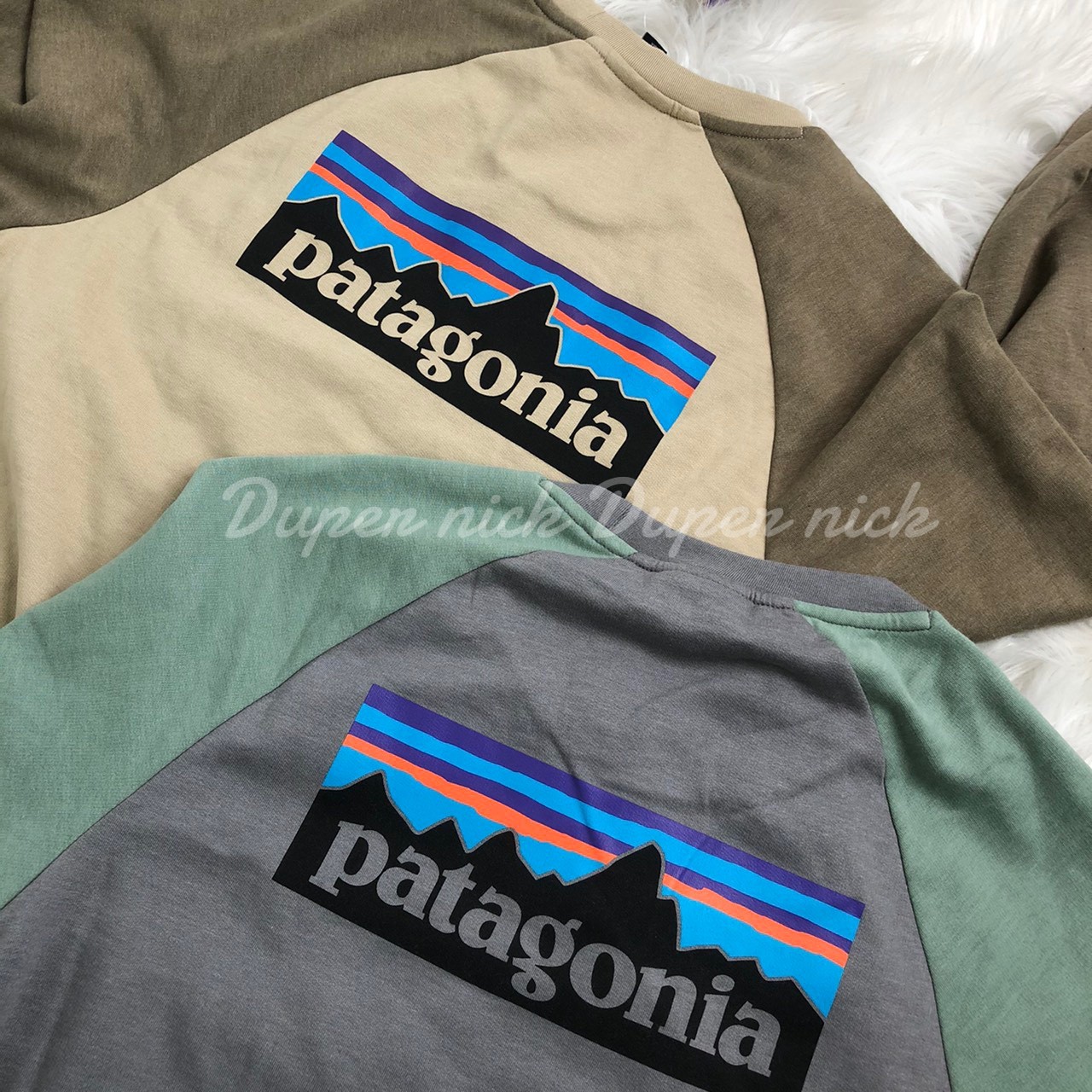 Patagonia P-6 Logo 刷毛大學TEE  抹茶綠/卡其