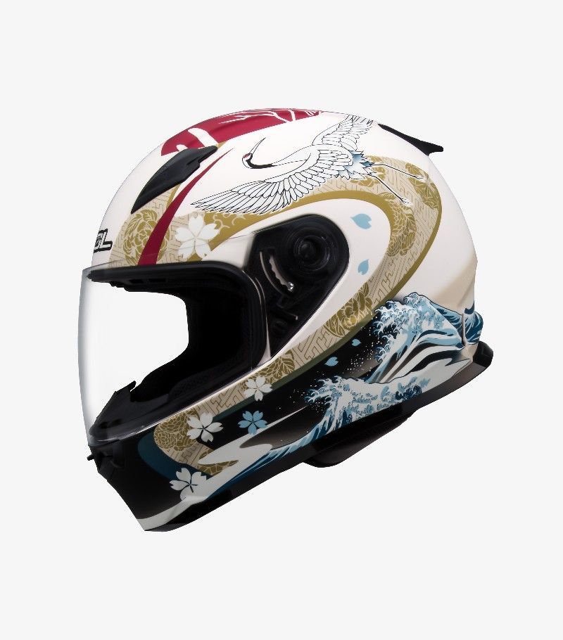 SOL SF-2M 浮世繪 消光米白紅 全罩 雙D扣