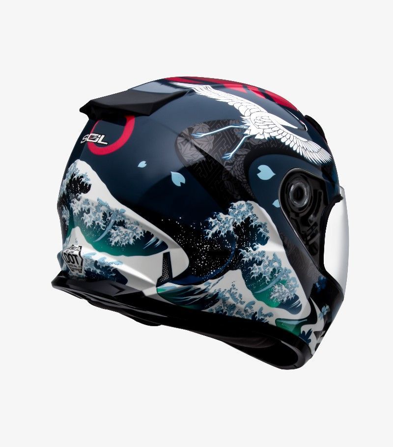 SOL SF-2M 浮世繪 藍紅 全罩 雙D扣