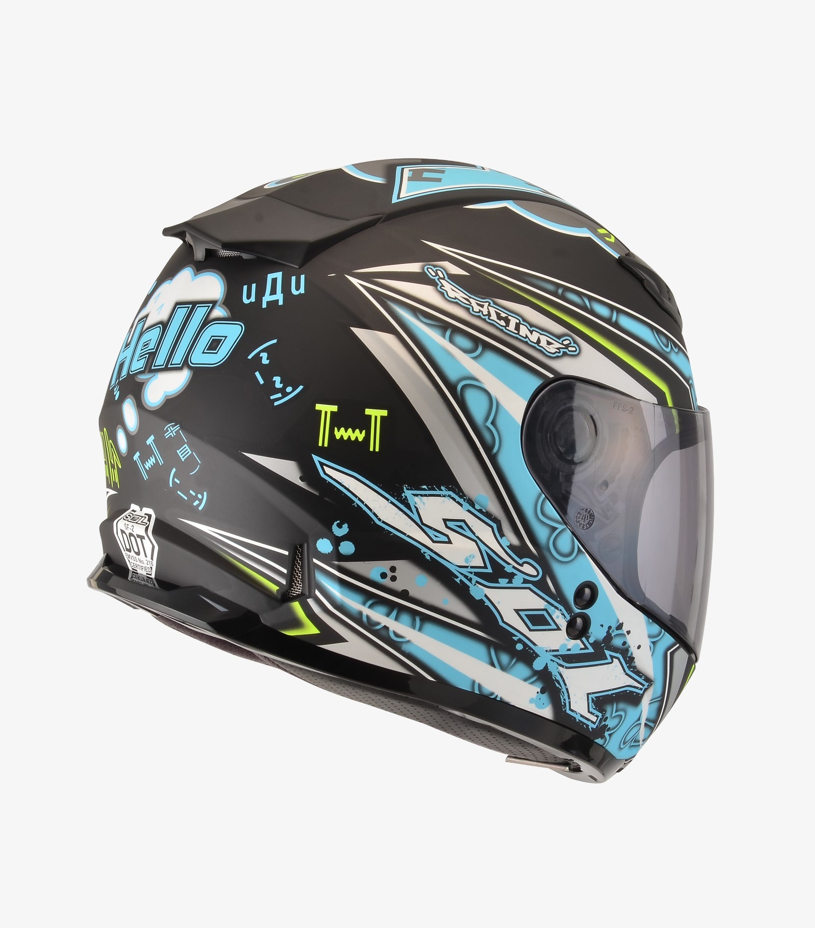 SOL SF-2 哈囉 消光黑藍 全罩 雙D扣 女生