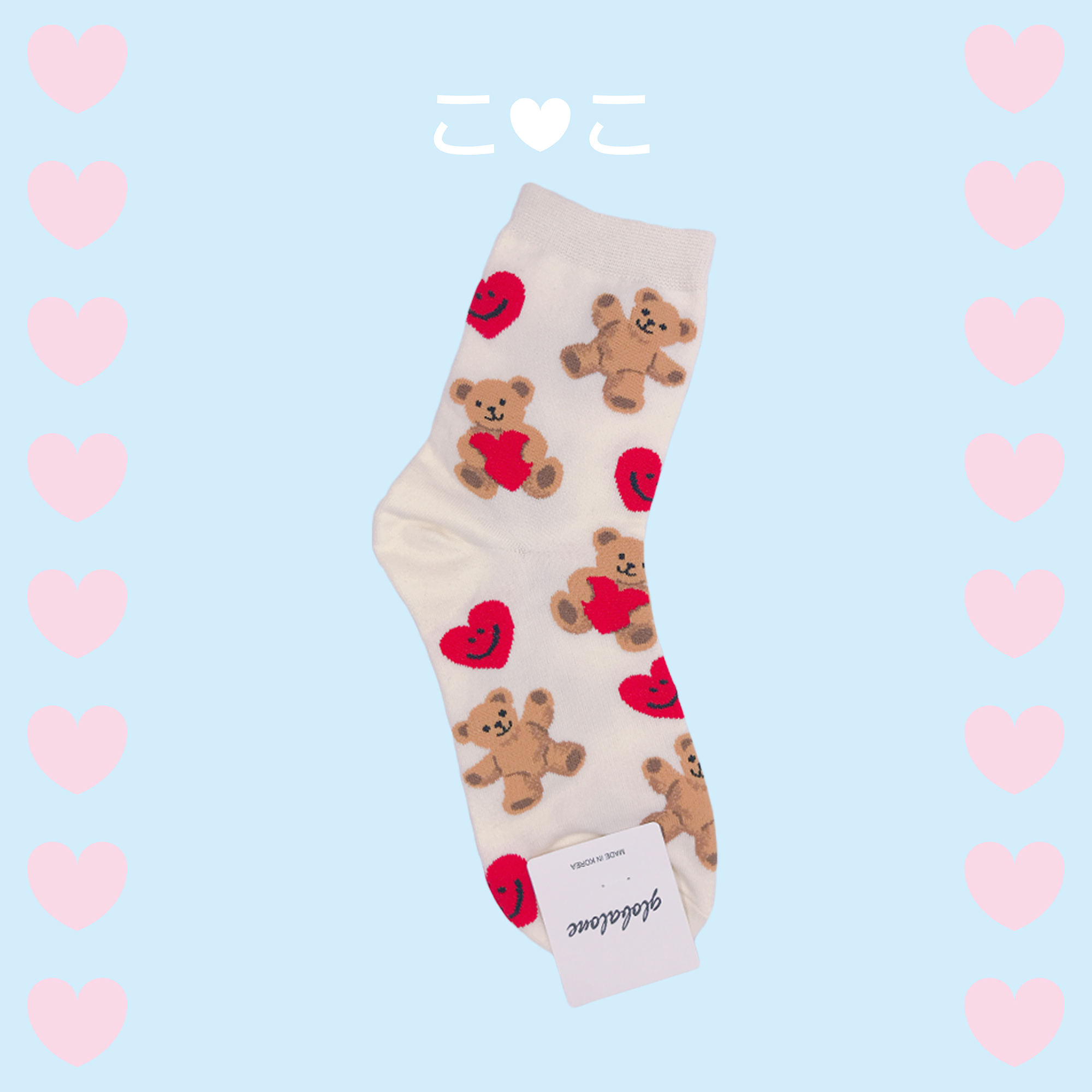 正韓泰迪熊愛心造型襪子