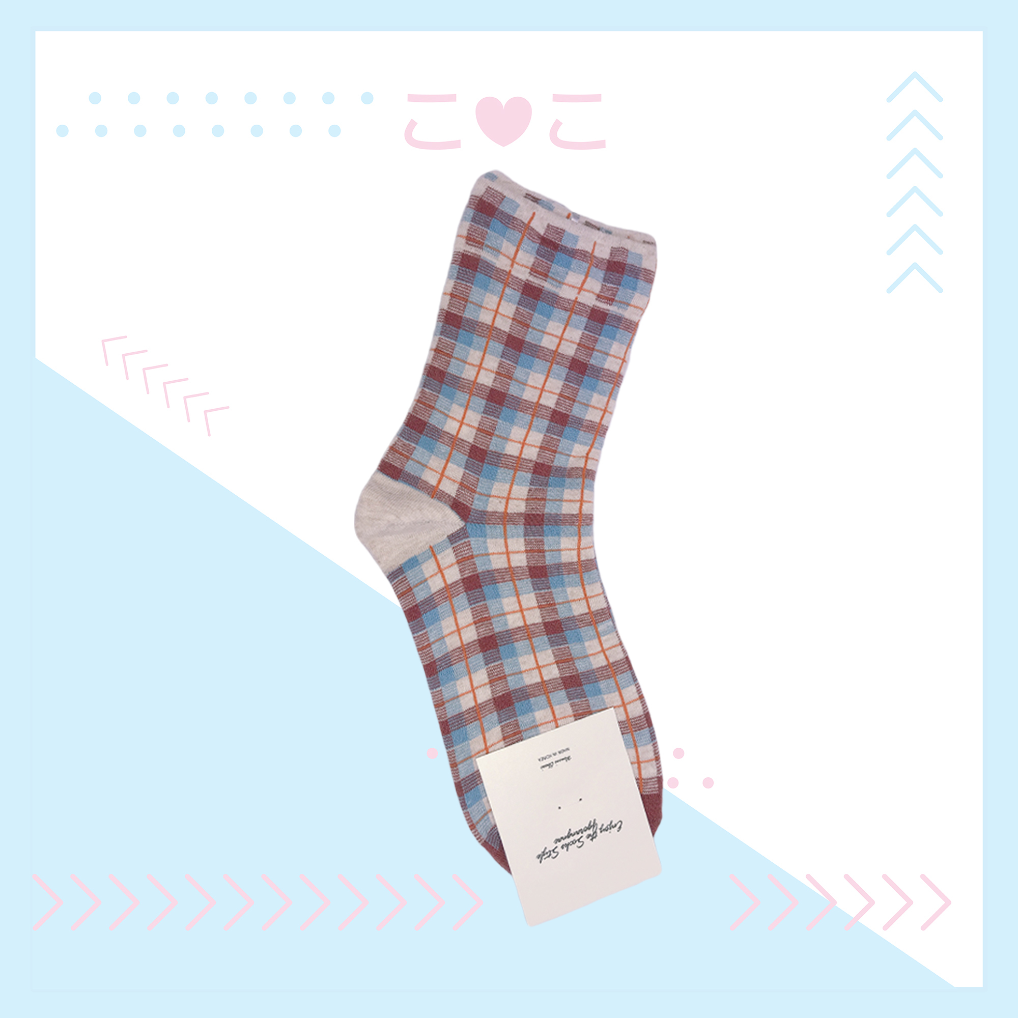 正韓細條撞色格紋襪子