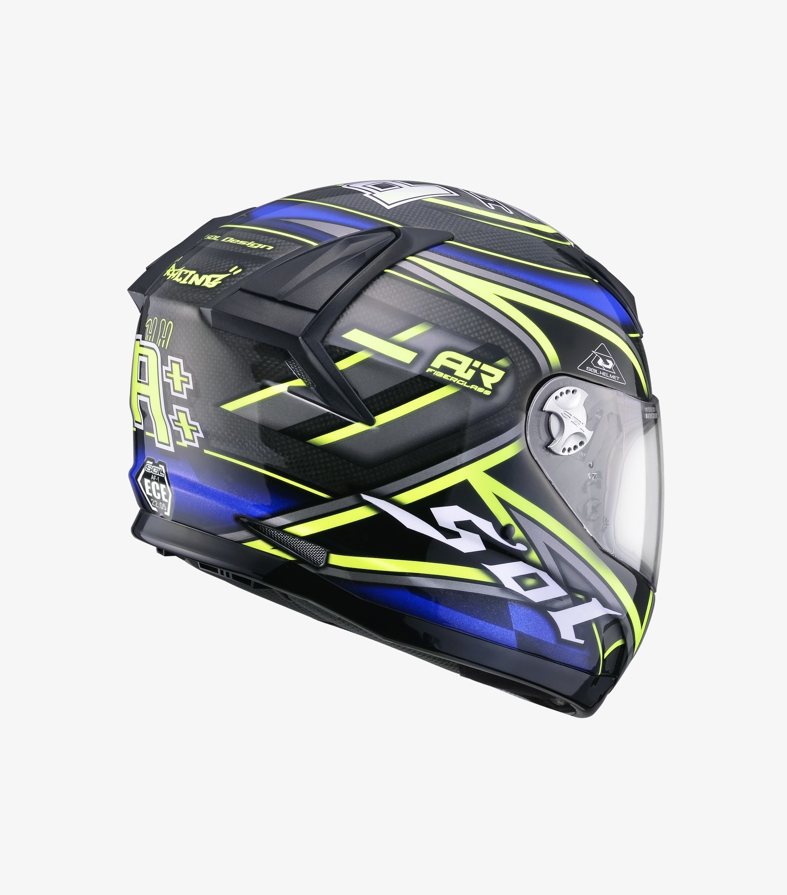 SOL AF-1 A++ 黑藍 全罩 碳纖維 雙D扣