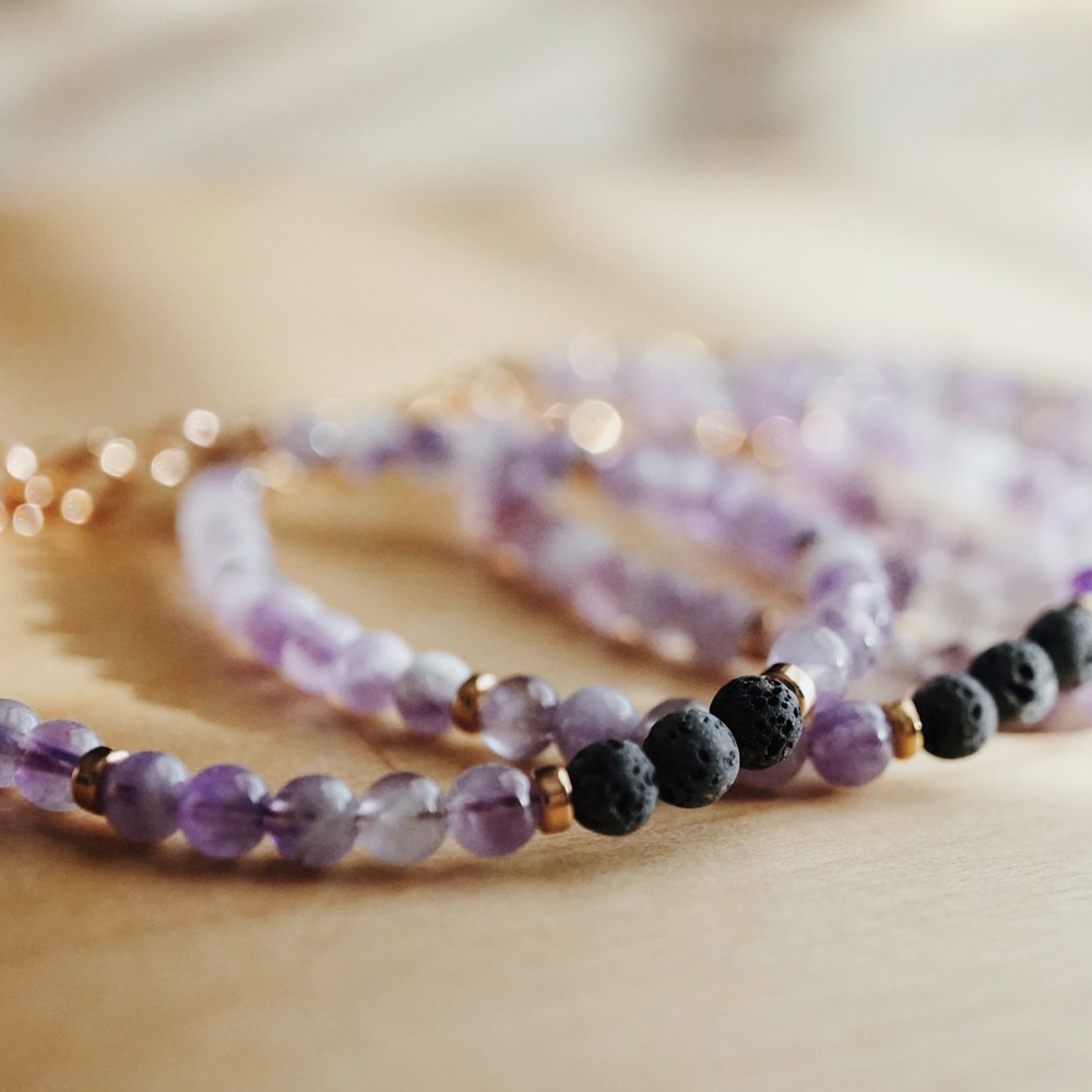 紫水晶小火山石組合香薰手鏈 | LAVA ESSENTIALS