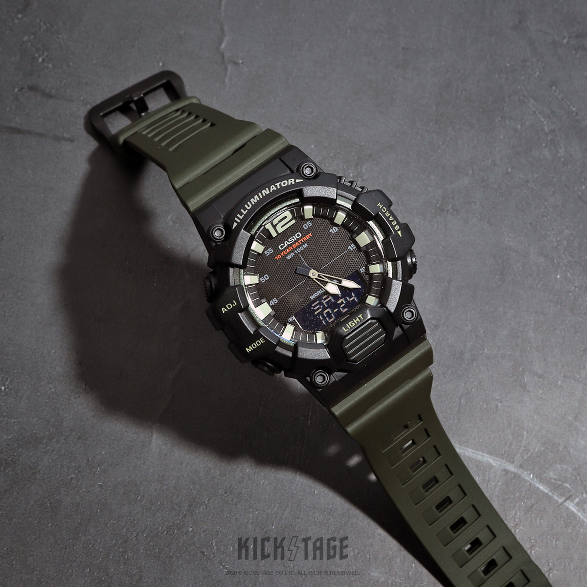 [售出無退換] CASIO 黑軍綠 軍事風 10年電力 防水 雙顯 電子錶 橡膠 卡西歐 【HDC-700-3AVDF】