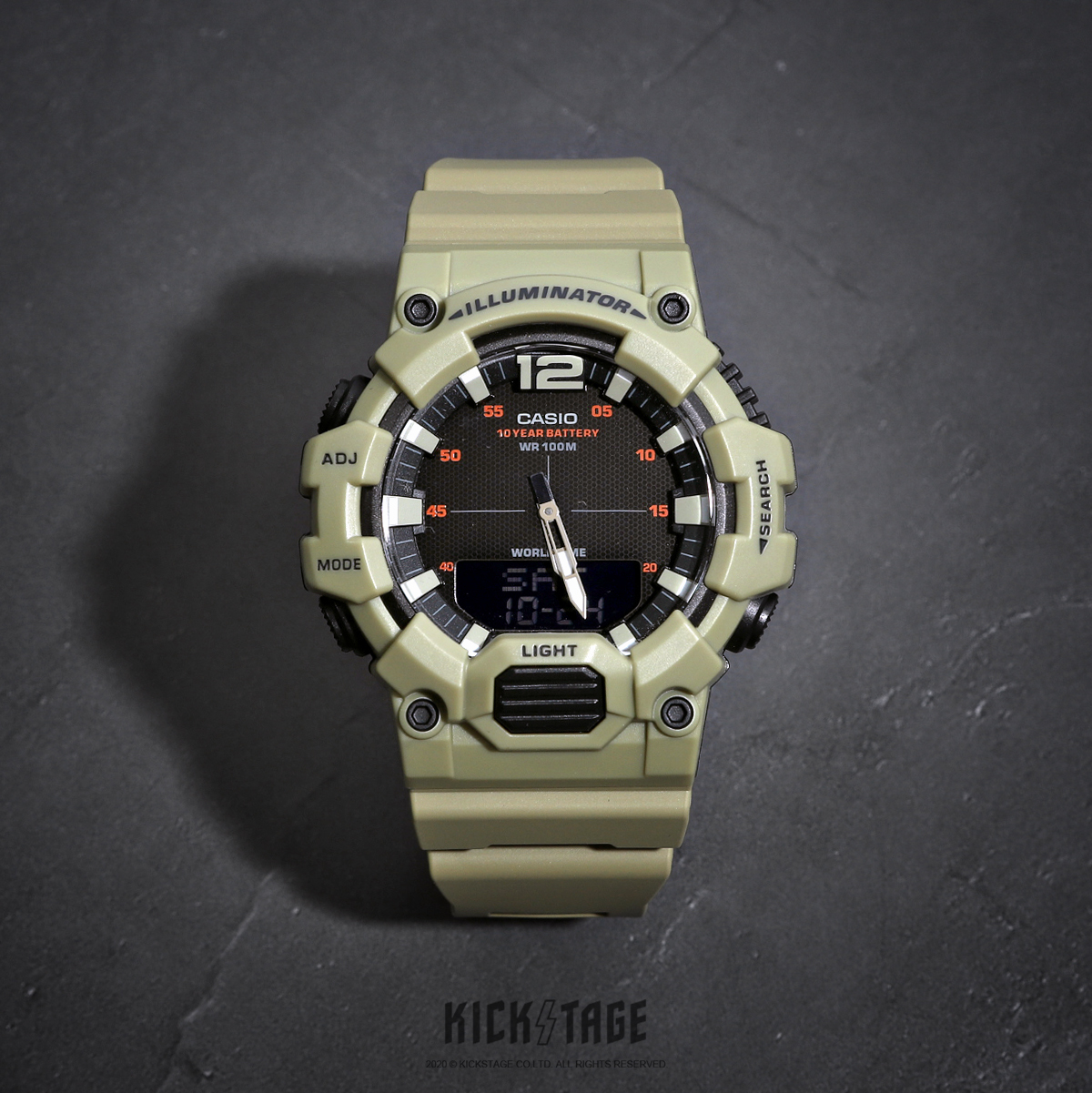 CASIO 大地色 軍事風 10年電力 防水 雙顯 電子錶 橡膠 卡西歐 手錶【HDC-700-3A3VDF】