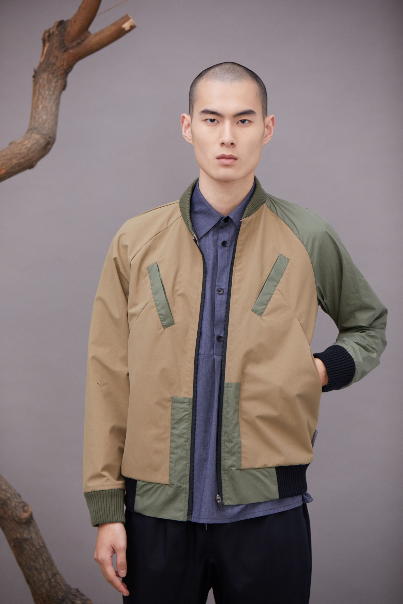 顏文字夾克 - 卡其