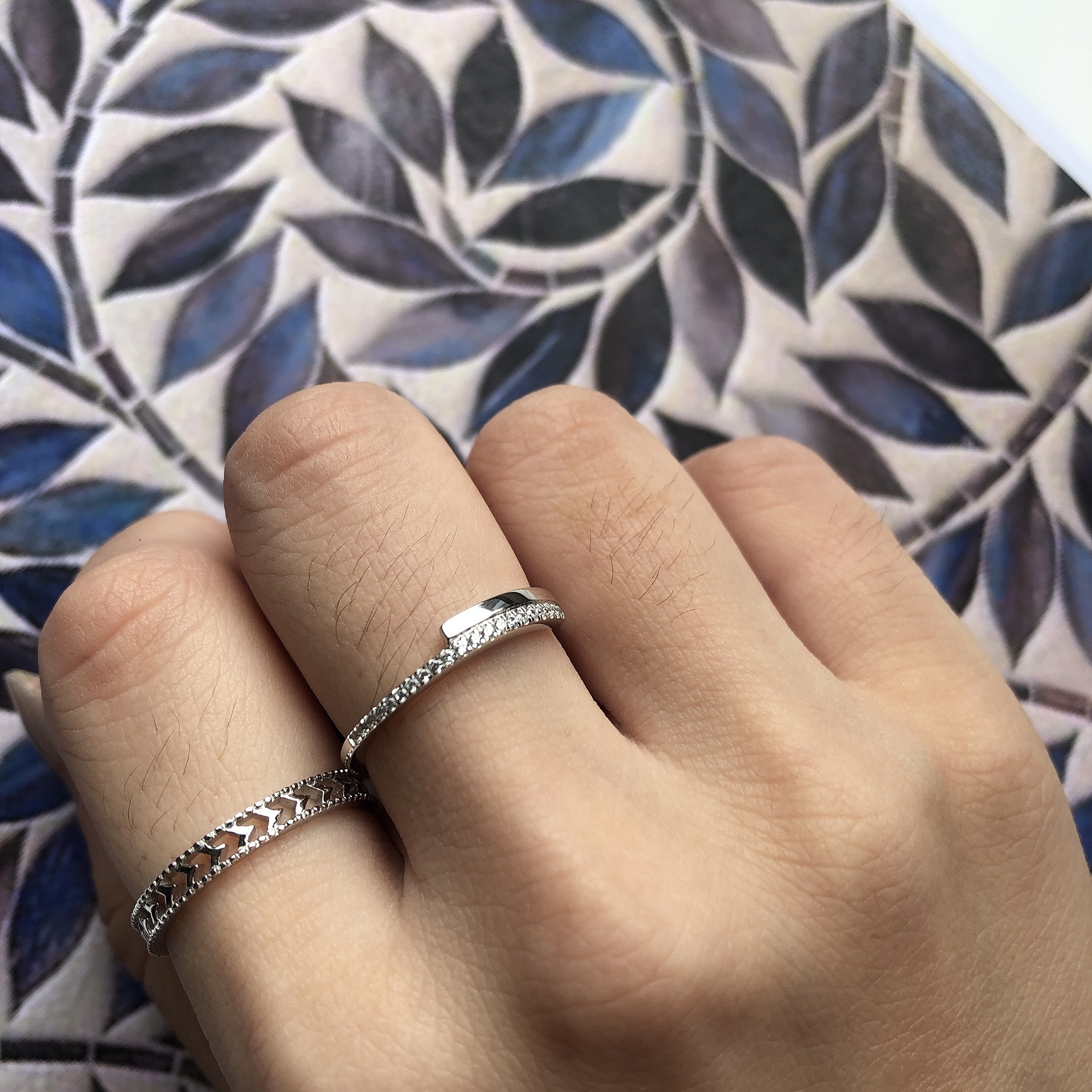 Silver/流線雕花戒指