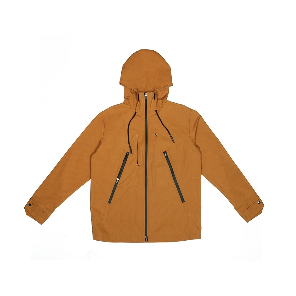 六角括號連帽外套 - 土黃