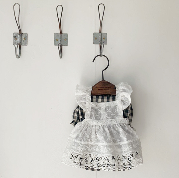 💟 Comofranche💟 格紋蕾絲兩件式洋裝 （黑白格）