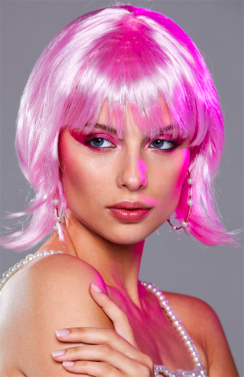 Pink bubble 刺眼粉紅俏麗短假髮
