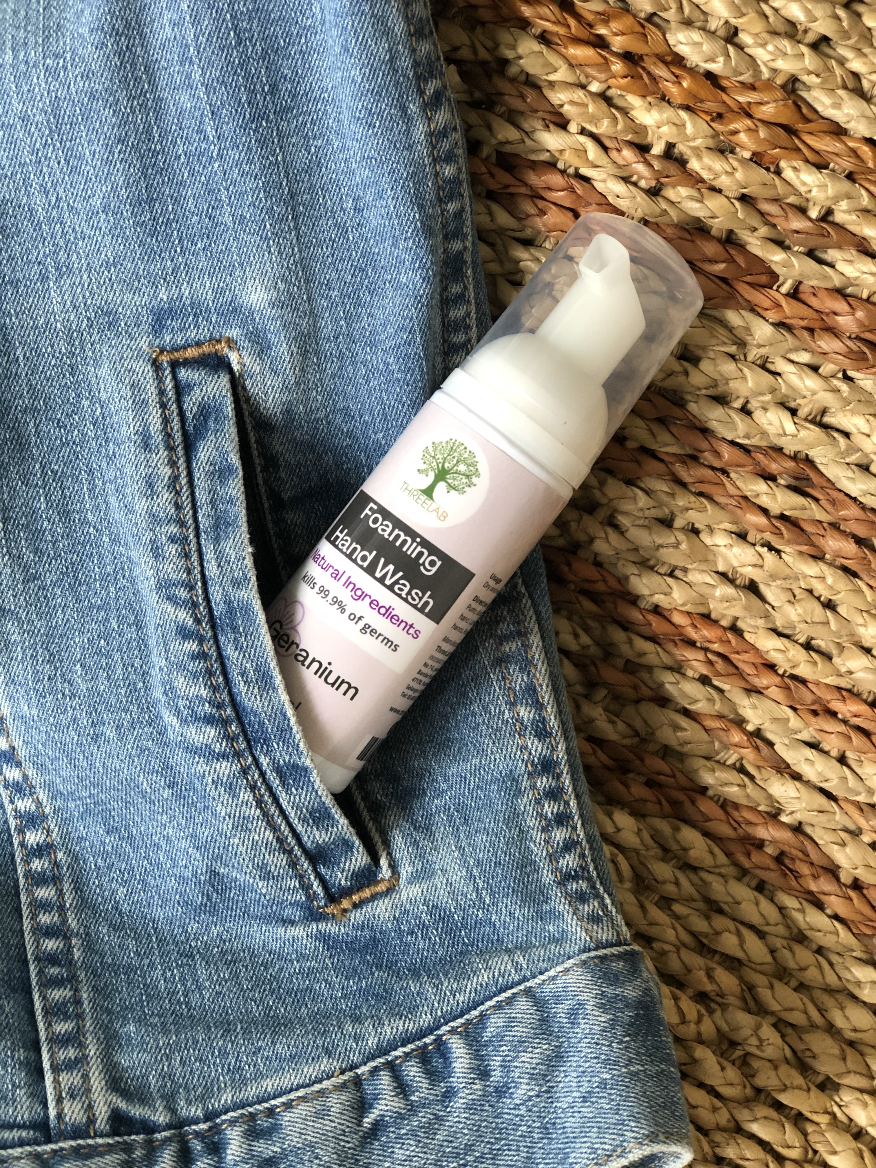 Threelab Anti Bacterial Foaming Hand Wash Geranium 60ml- Pocket Size