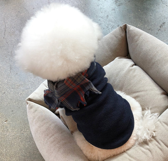 💟 Comofranche💟 Vintage學院格紋圍巾（深藍）