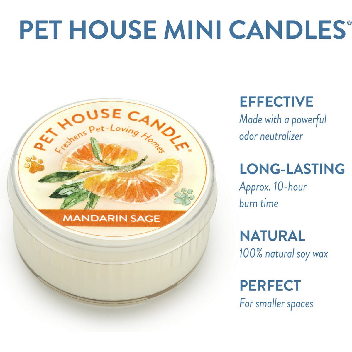 One Fur All - 迷你寵物香薰蠟燭 - 柑桔鼠尾草 1.5oz (人寵可用)