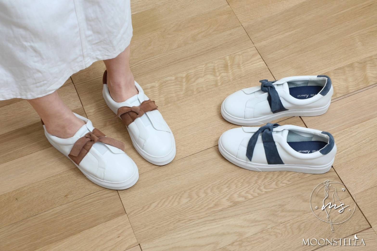 麂皮綁帶牛皮休閒鞋