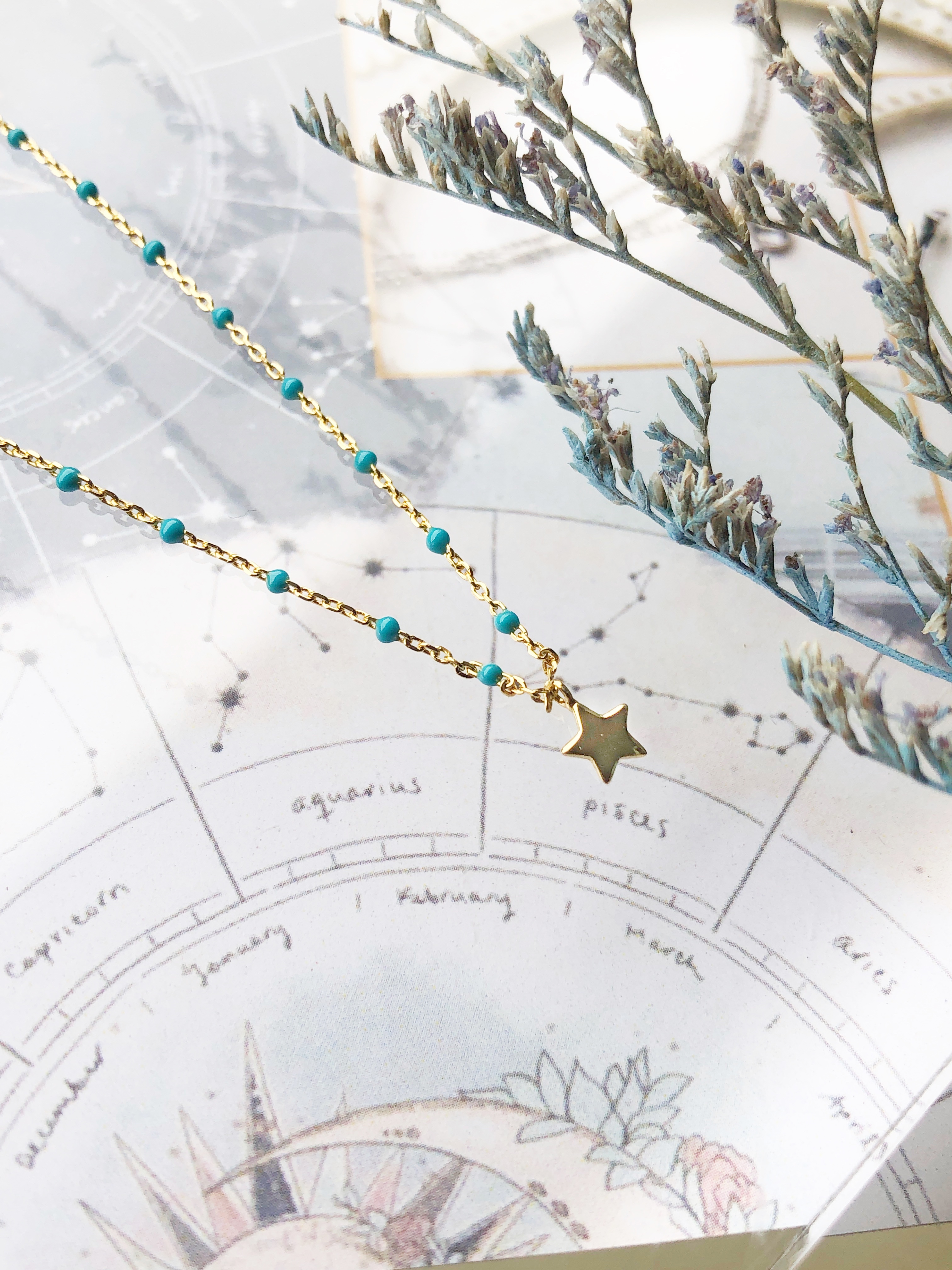 Silver / 綠松石星星項鍊