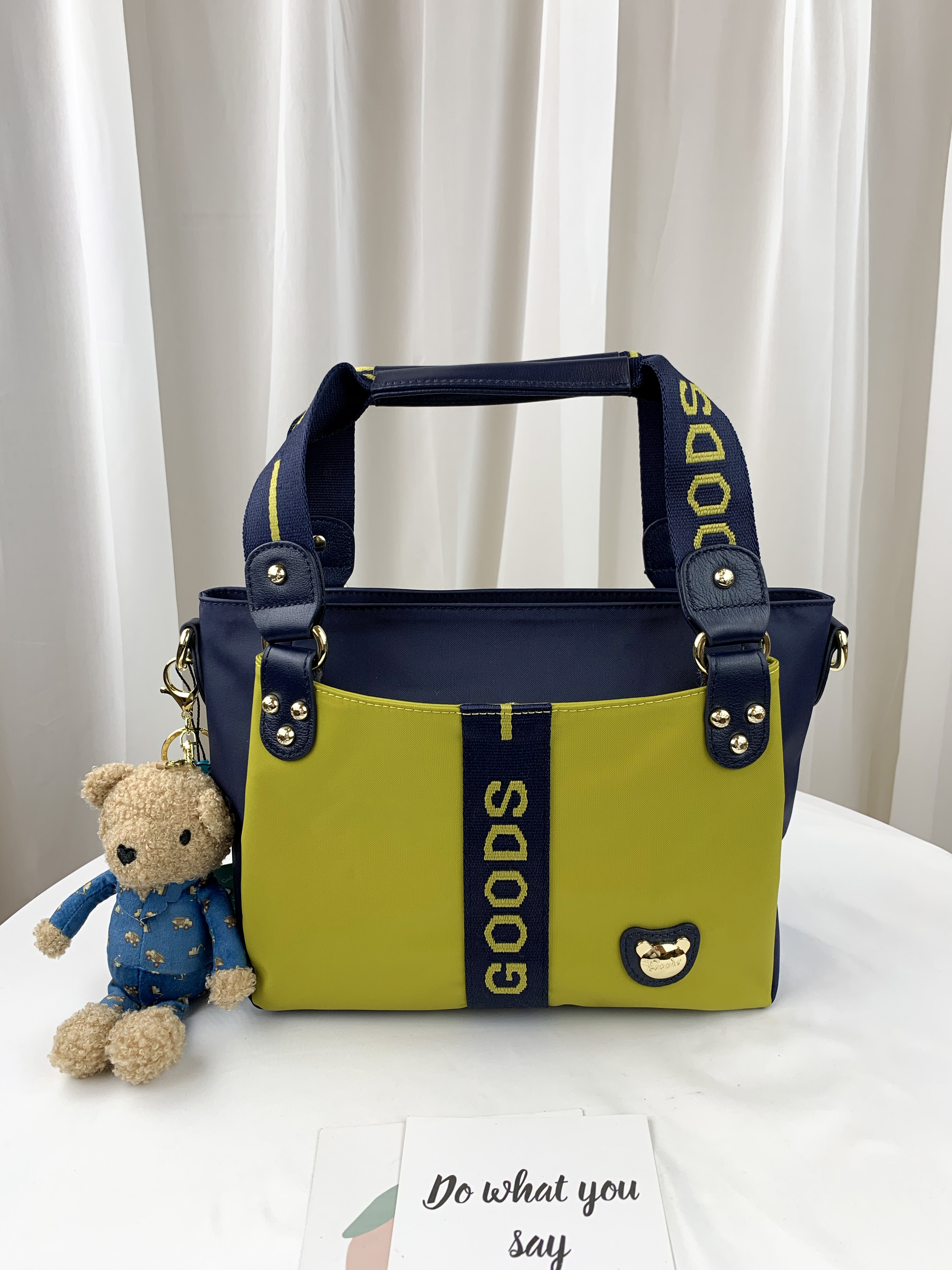 GOODS 織帶芥末黃藍 尼龍手提包 / 側背包  #2005