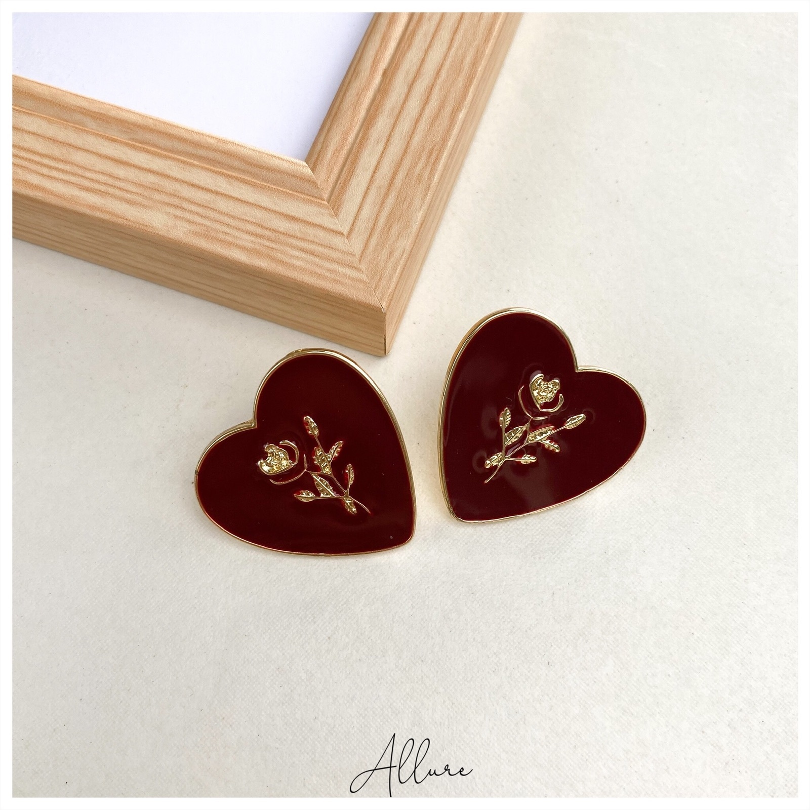 肆玥xAllure復古油畫鑲金玫瑰耳環