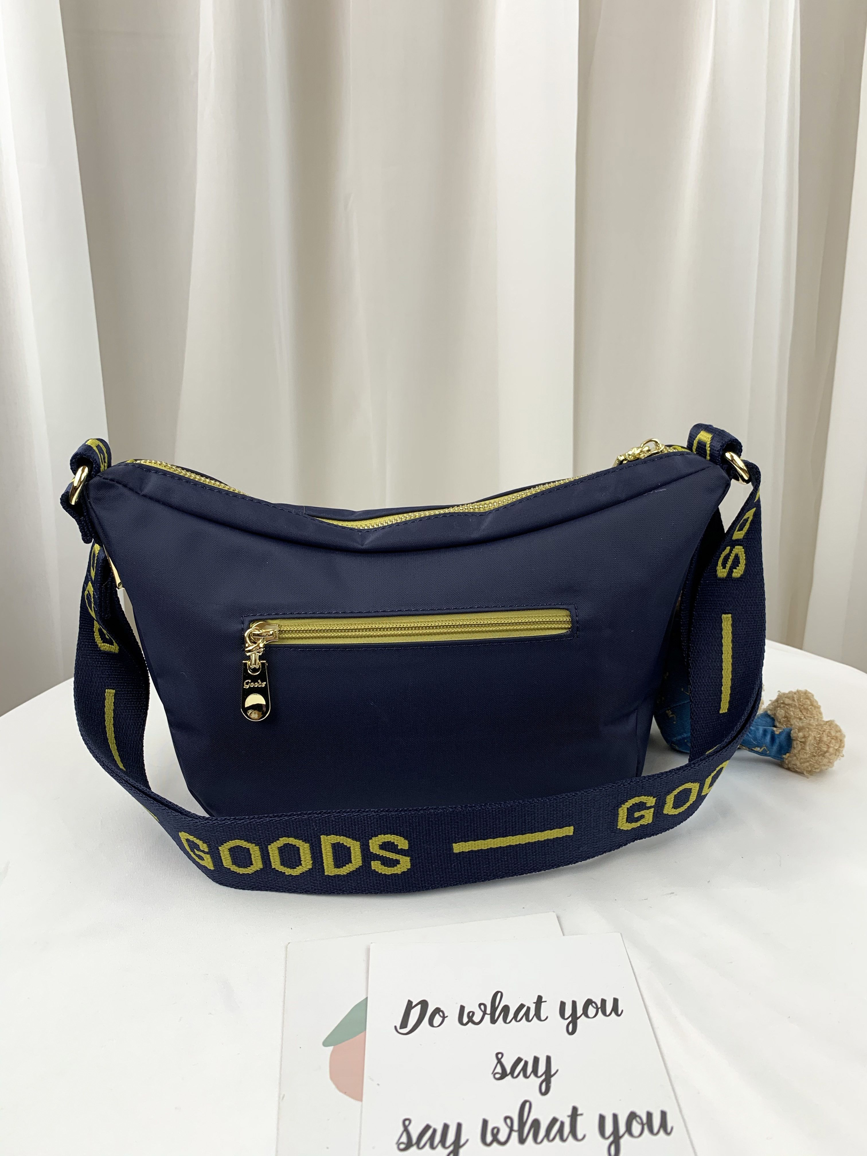 GOODS 織帶芥末黃藍 尼龍防潑水側背包 #2542