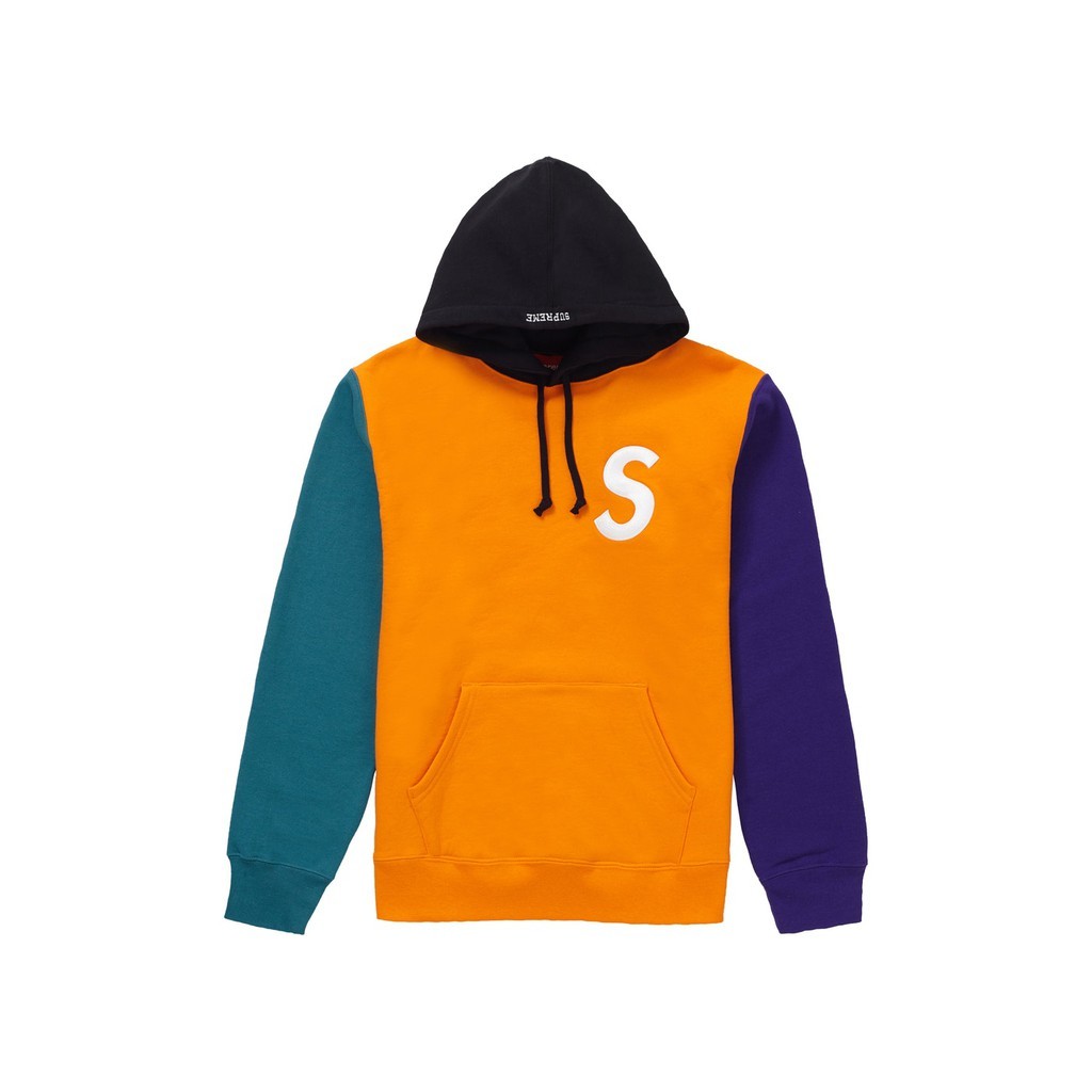 SUPREME S LOGO COLORBLOCKED HOODED SWEATSHIRT  彩色拼接帽T-SS19SW22