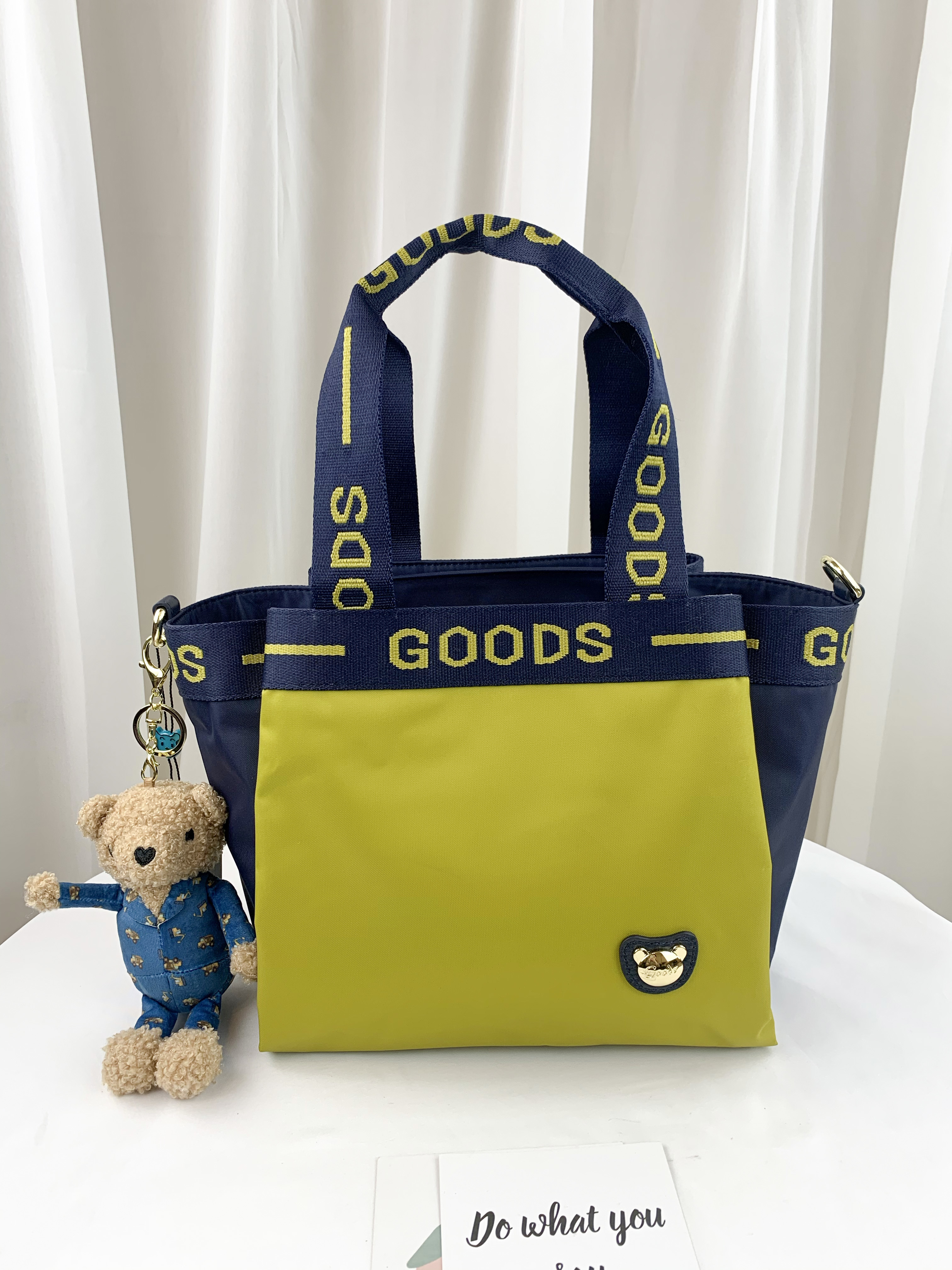 GOODS 織帶芥末黃藍 尼龍防潑水手提包 / 側背包 #2734