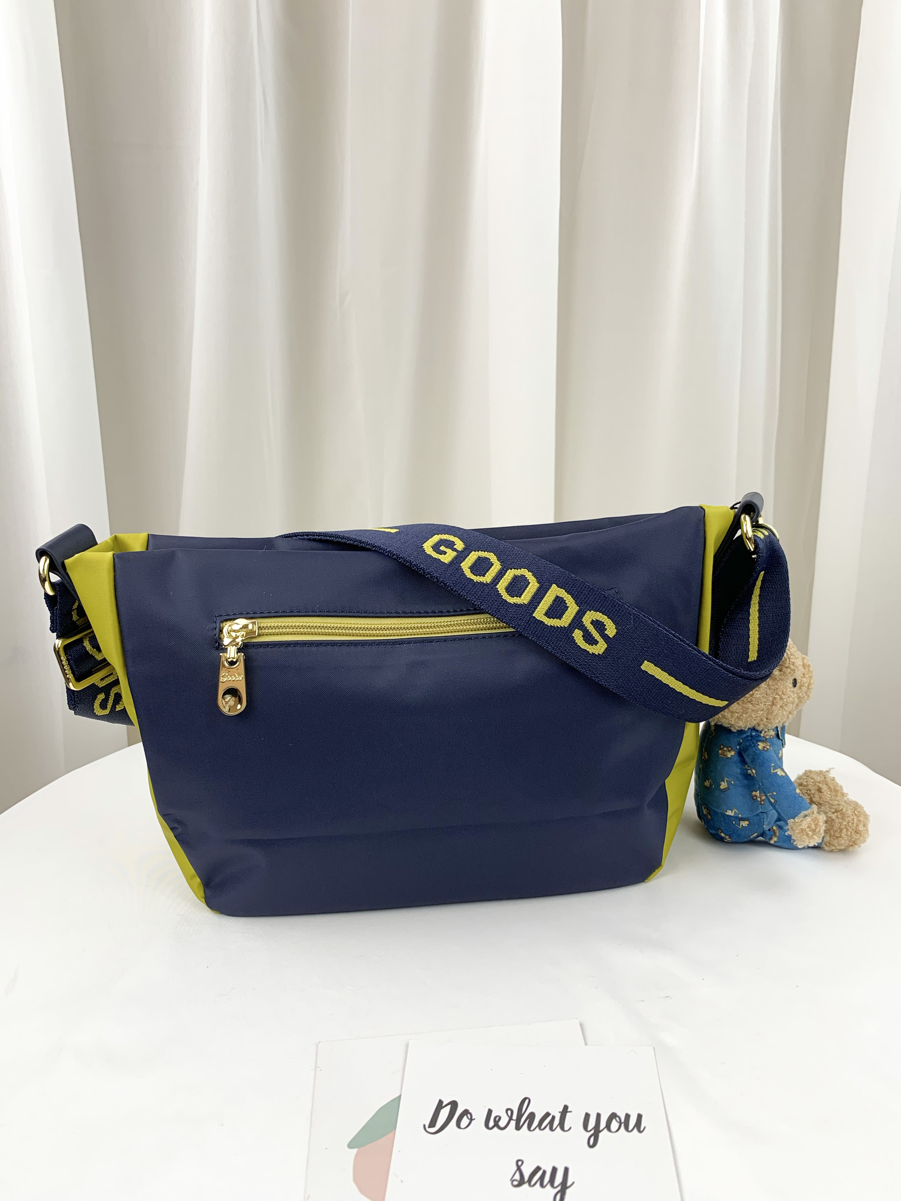 GOODS 織帶芥末黃藍 尼龍防潑水側背包  #2740