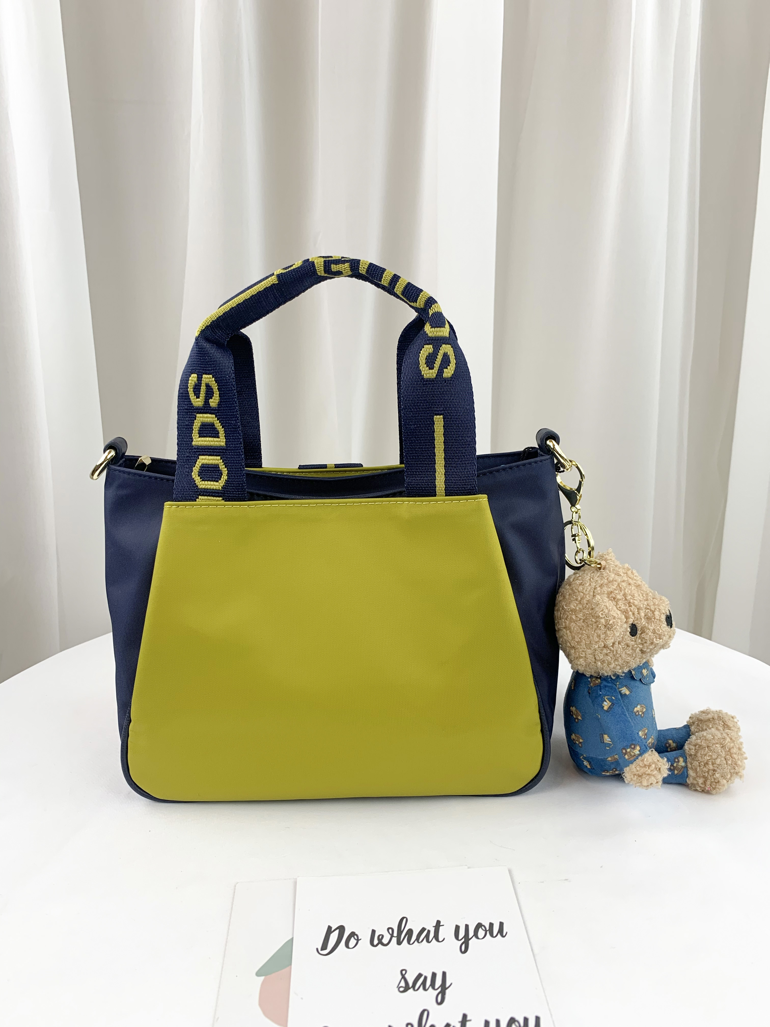 GOODS 織帶芥末黃藍 尼龍防潑水手提包 / 側背包 #29023
