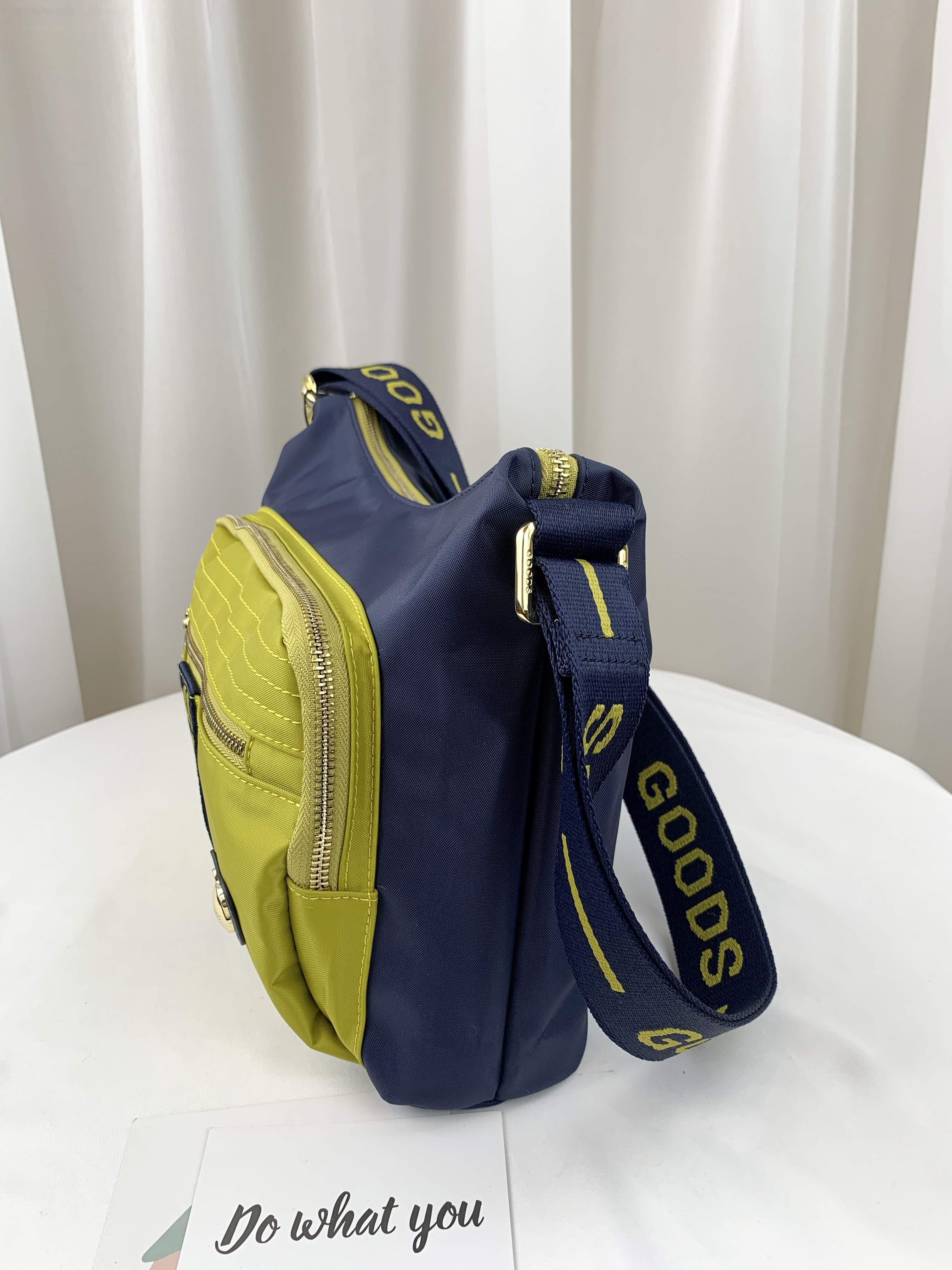 GOODS 織帶芥末黃藍 尼龍防潑水側背包  #2620