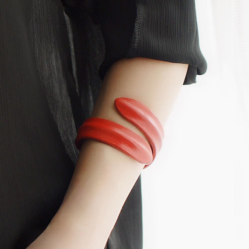 極簡手染牛皮手環(暗紅色)/PB002R