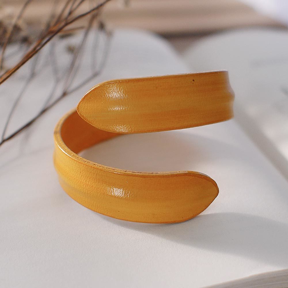 極簡手染牛皮手環(黃色)/PB002Y