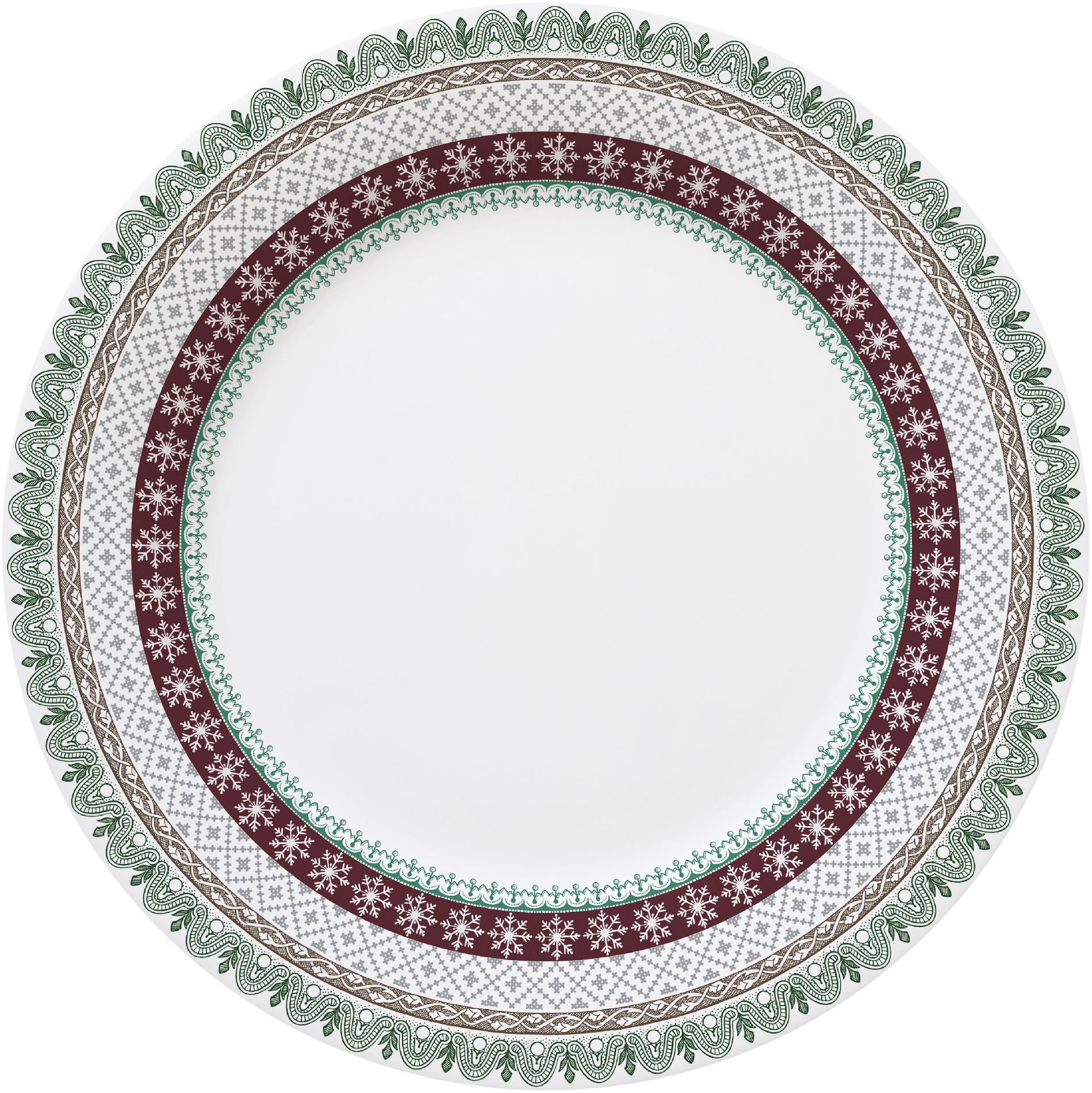 Set of 6 Dinner Plates - Snowflake Pattern