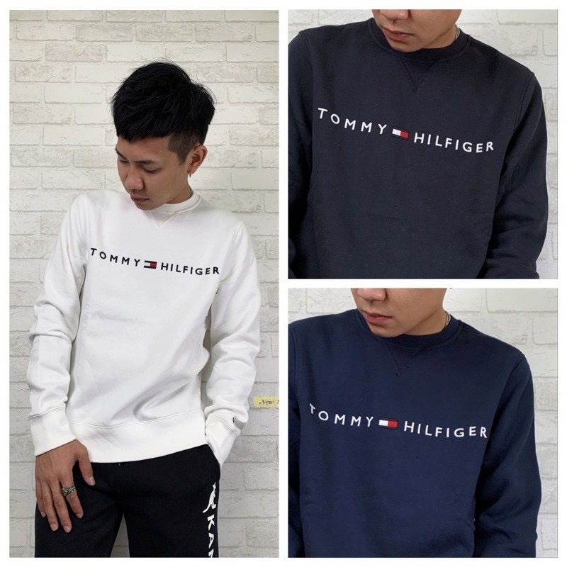 Tommy Hilfiger 經典款 電繡國旗字母Logo 內刷毛 大學T 長袖上衣