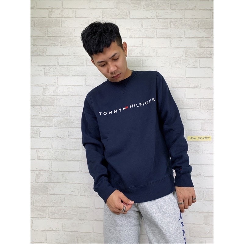 Tommy Hilfiger 經典款 電繡國旗字母Logo 內刷毛 大學T 長袖上衣