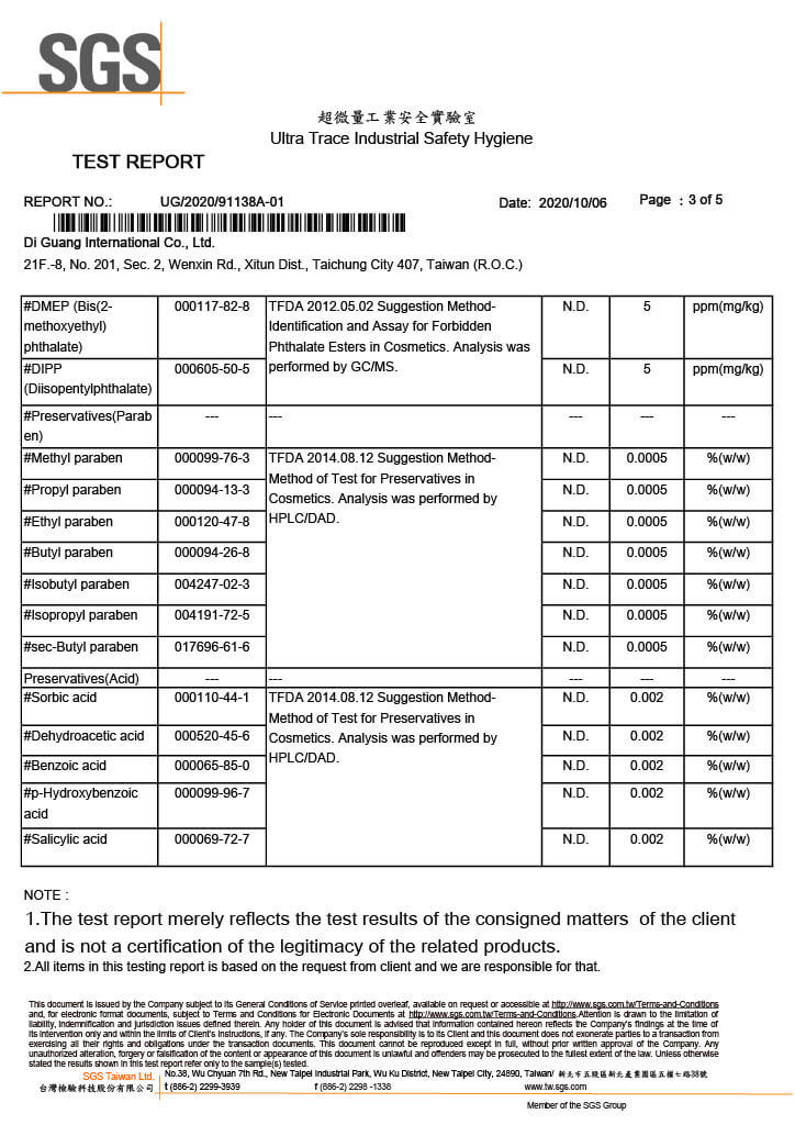 SGS Test Report No.1 p3-4