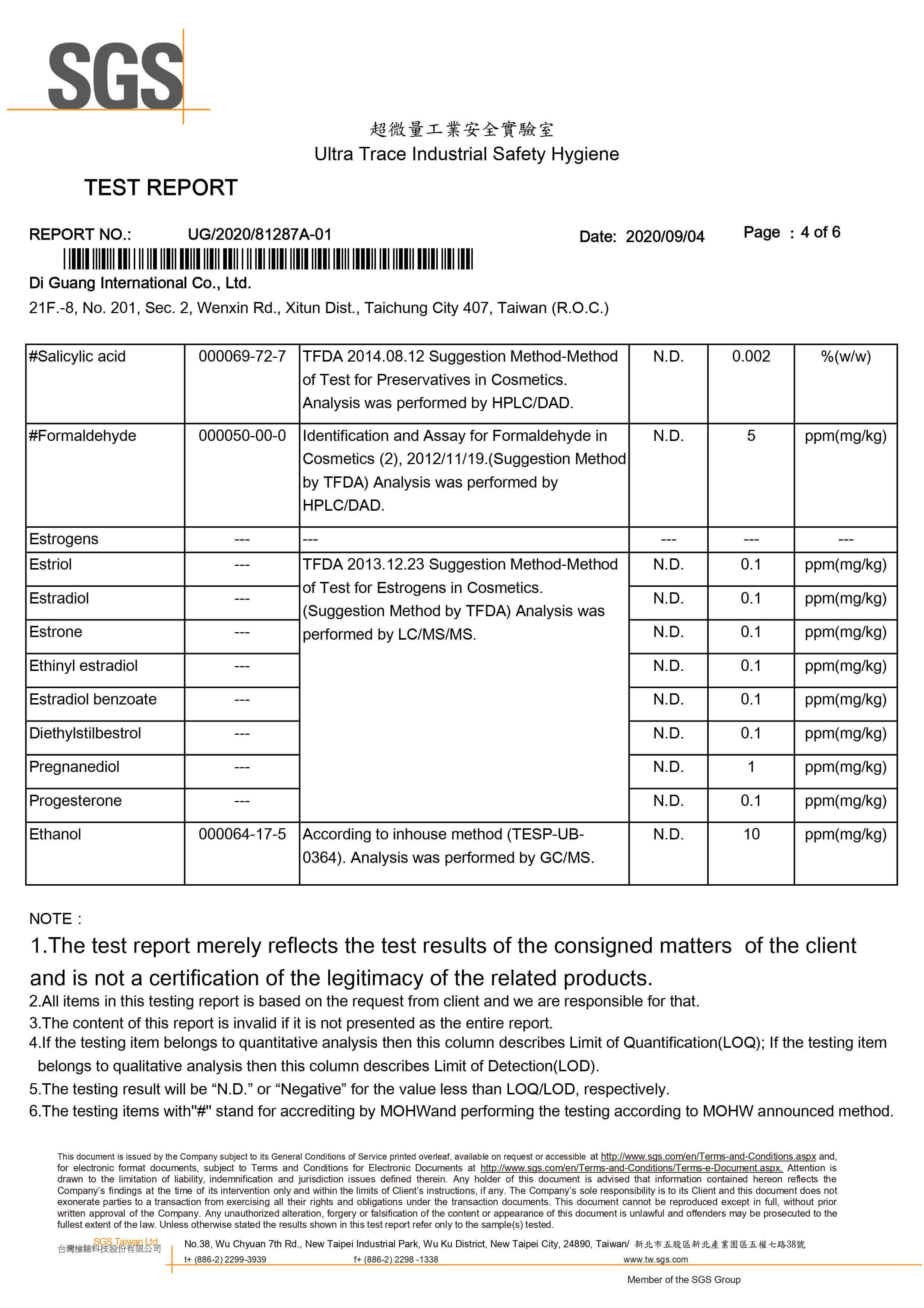 SGS Test Report No.1 p4-5