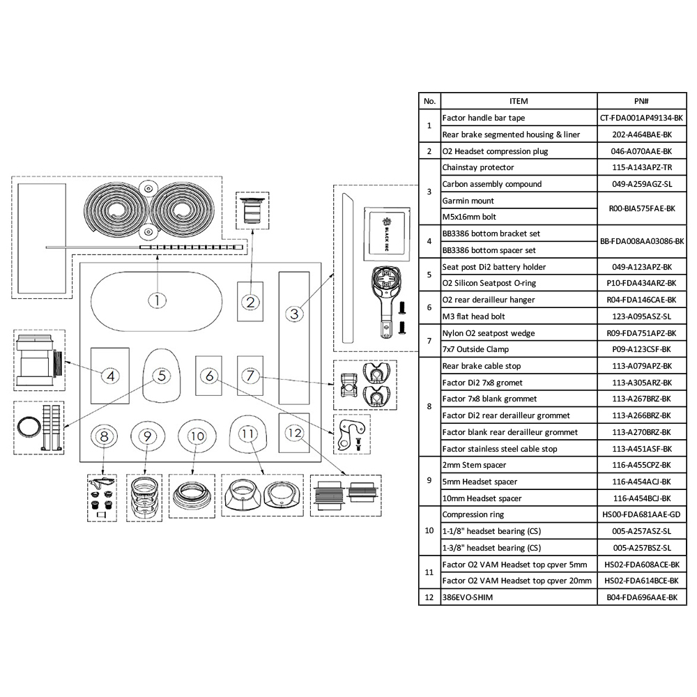 Factor Parts O2 VAM Barstem Base #116-A455CPZ-BK