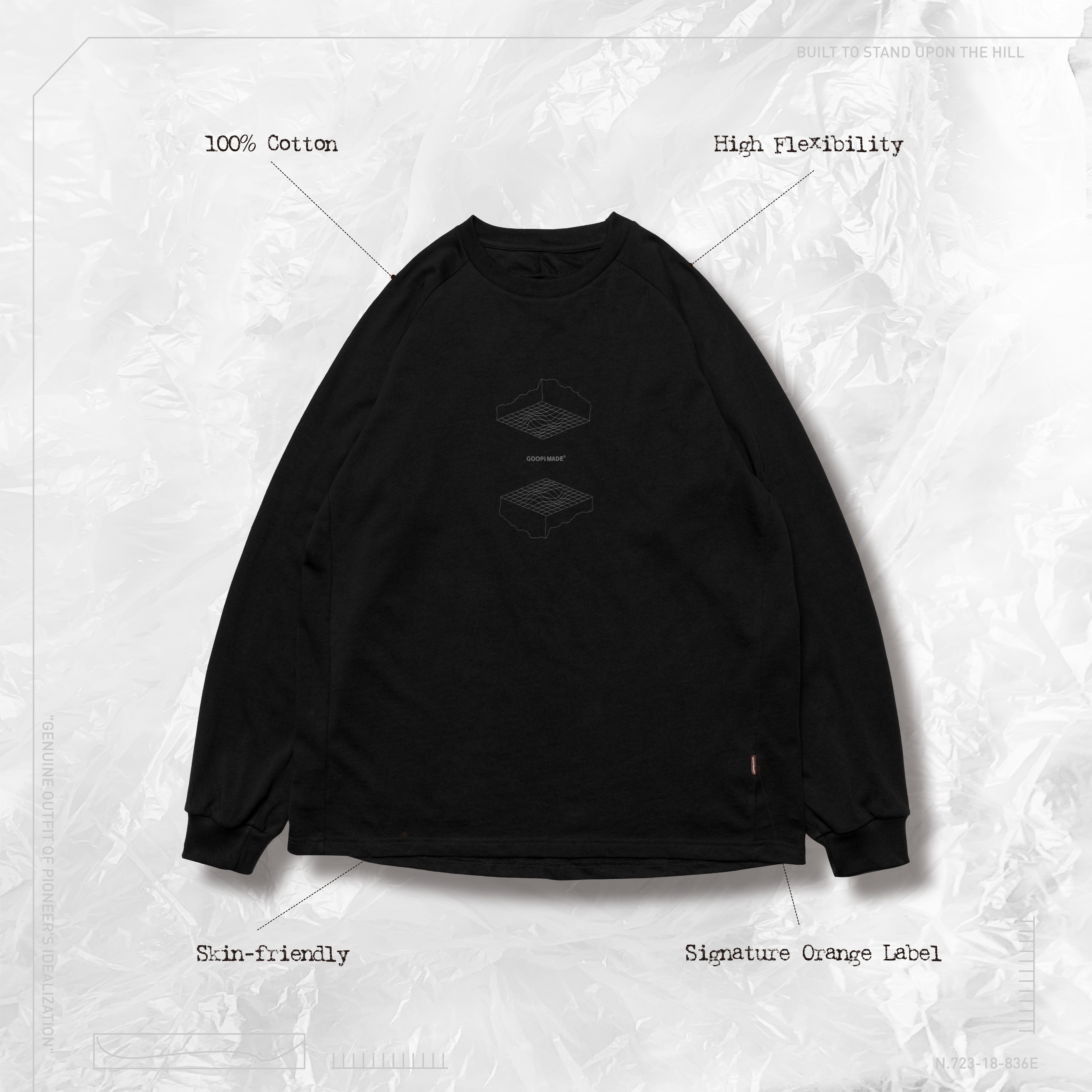 GOOPiMADE  FL-03 Upside Down L/S Tee - Black