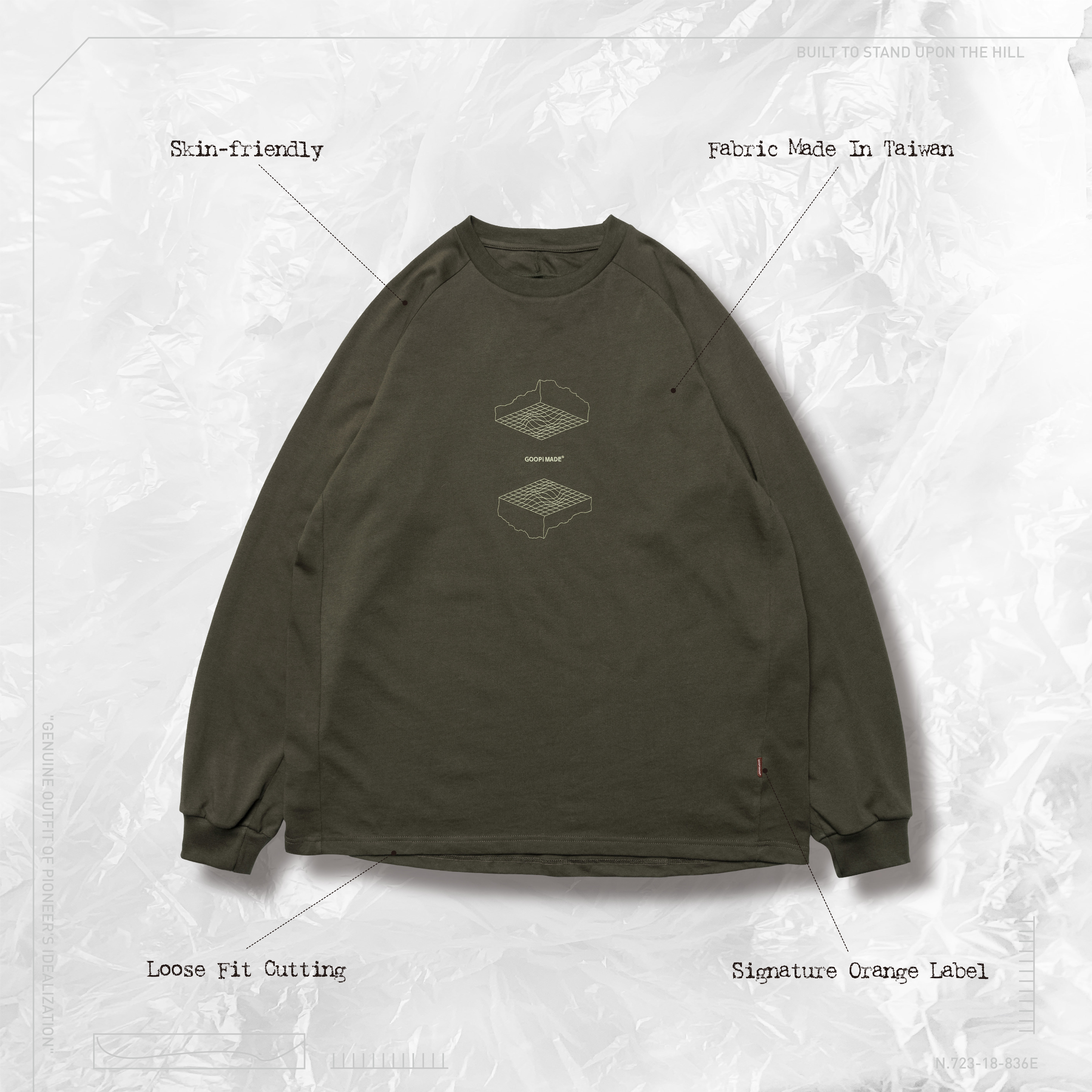 GOOPiMADE FL-03 Upside Down L/S Tee - Olive