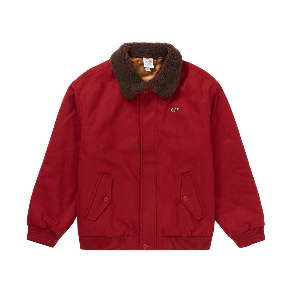 SUPREME X LACOSTE WOOL BOMBER JACKET-FW19J5
