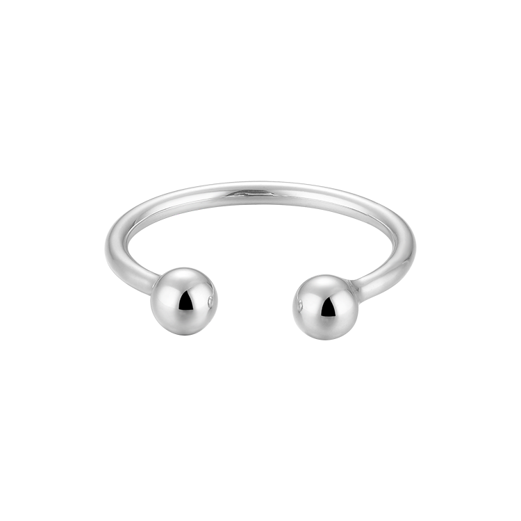 純銀戒指，女士戒指 輕巧小圓珠子；清新風采脫穎而出（0550）